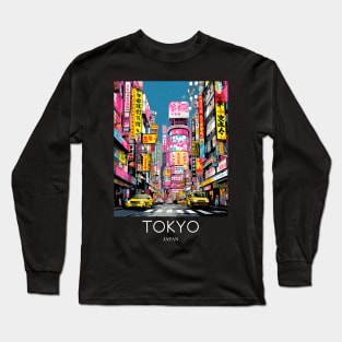 A Pop Art Travel Print of Tokyo Japan Long Sleeve T-Shirt